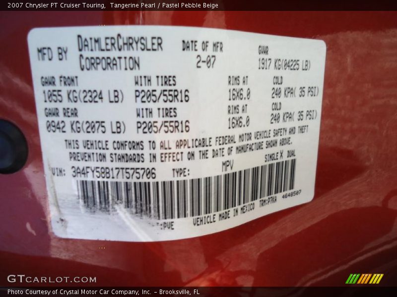 Tangerine Pearl / Pastel Pebble Beige 2007 Chrysler PT Cruiser Touring