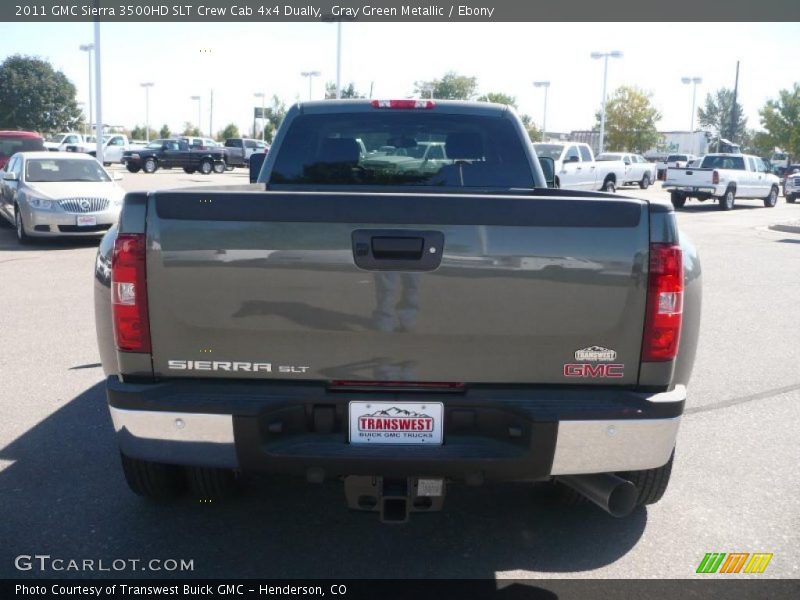 Gray Green Metallic / Ebony 2011 GMC Sierra 3500HD SLT Crew Cab 4x4 Dually