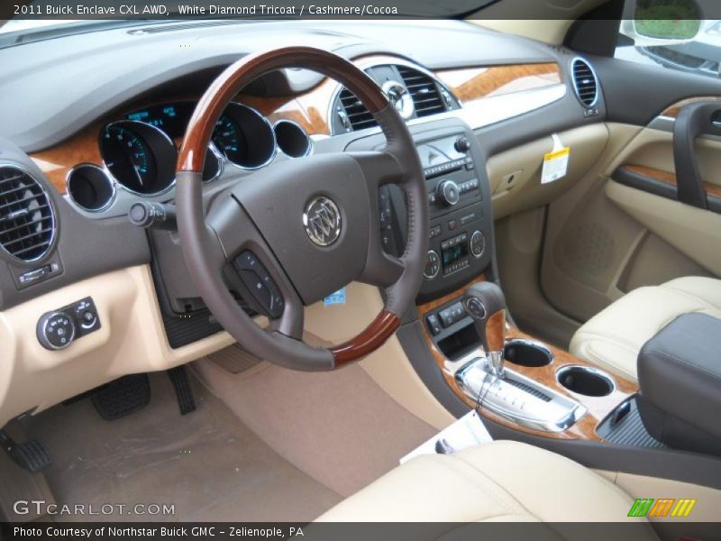 White Diamond Tricoat / Cashmere/Cocoa 2011 Buick Enclave CXL AWD