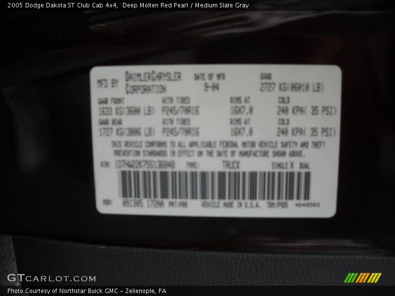 Deep Molten Red Pearl / Medium Slate Gray 2005 Dodge Dakota ST Club Cab 4x4