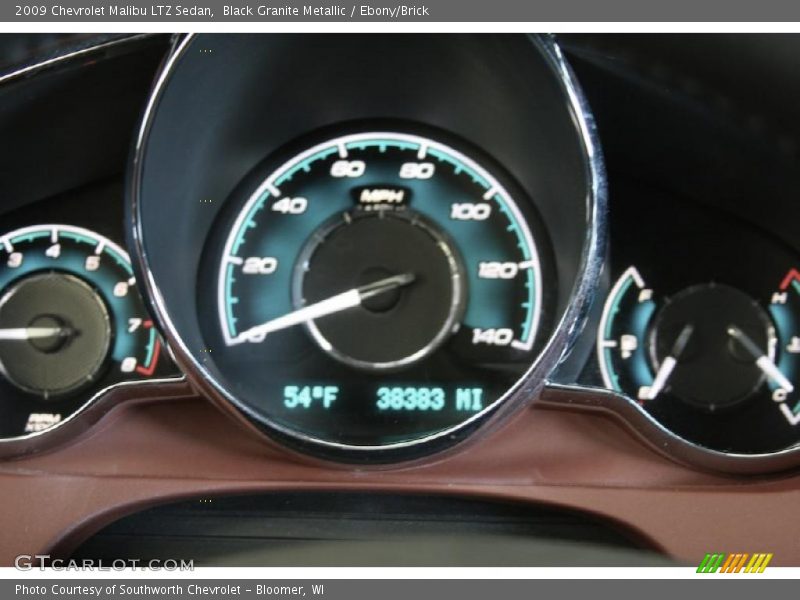 Black Granite Metallic / Ebony/Brick 2009 Chevrolet Malibu LTZ Sedan
