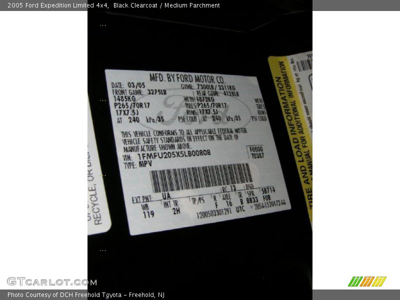 Black Clearcoat / Medium Parchment 2005 Ford Expedition Limited 4x4