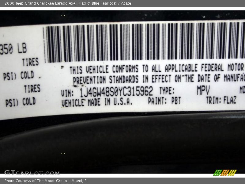 Patriot Blue Pearlcoat / Agate 2000 Jeep Grand Cherokee Laredo 4x4