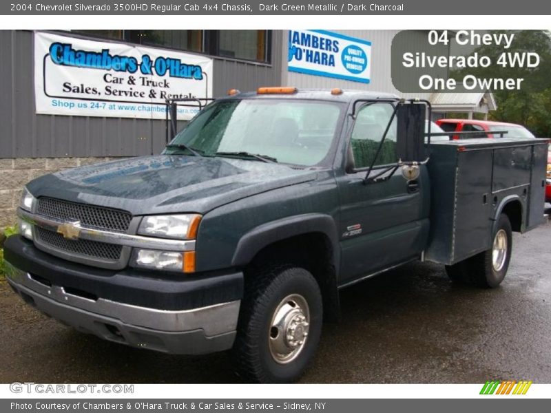Dark Green Metallic / Dark Charcoal 2004 Chevrolet Silverado 3500HD Regular Cab 4x4 Chassis