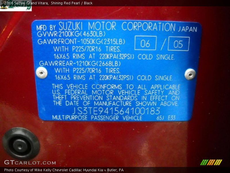 Shining Red Pearl / Black 2006 Suzuki Grand Vitara