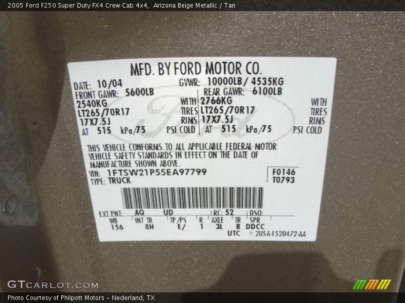 Arizona Beige Metallic / Tan 2005 Ford F250 Super Duty FX4 Crew Cab 4x4