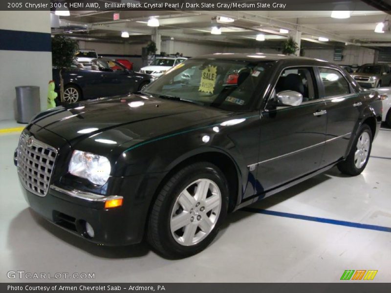 Brilliant Black Crystal Pearl / Dark Slate Gray/Medium Slate Gray 2005 Chrysler 300 C HEMI AWD