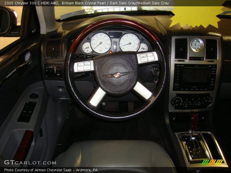 Brilliant Black Crystal Pearl / Dark Slate Gray/Medium Slate Gray 2005 Chrysler 300 C HEMI AWD