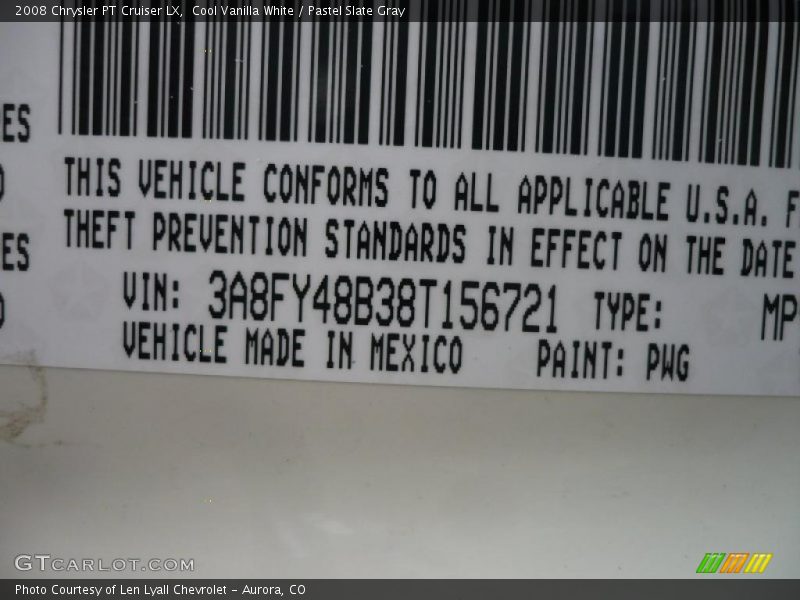 Cool Vanilla White / Pastel Slate Gray 2008 Chrysler PT Cruiser LX