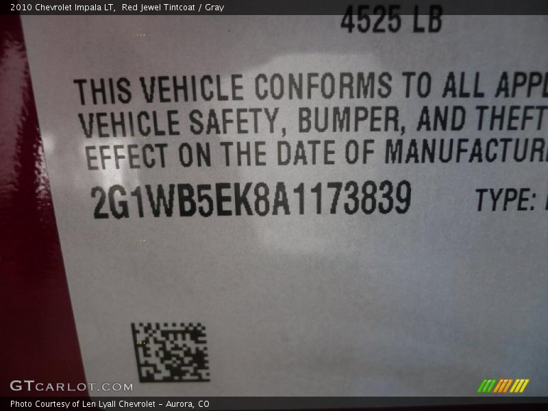 Red Jewel Tintcoat / Gray 2010 Chevrolet Impala LT