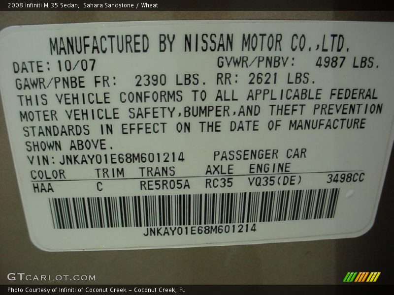 Sahara Sandstone / Wheat 2008 Infiniti M 35 Sedan