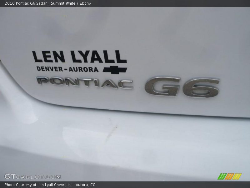 Summit White / Ebony 2010 Pontiac G6 Sedan