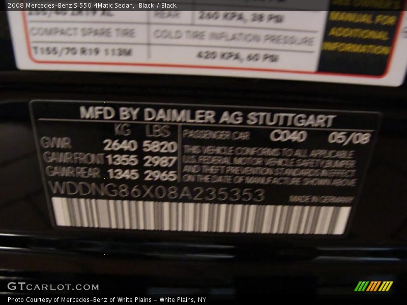 Black / Black 2008 Mercedes-Benz S 550 4Matic Sedan