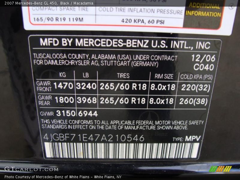 Black / Macadamia 2007 Mercedes-Benz GL 450