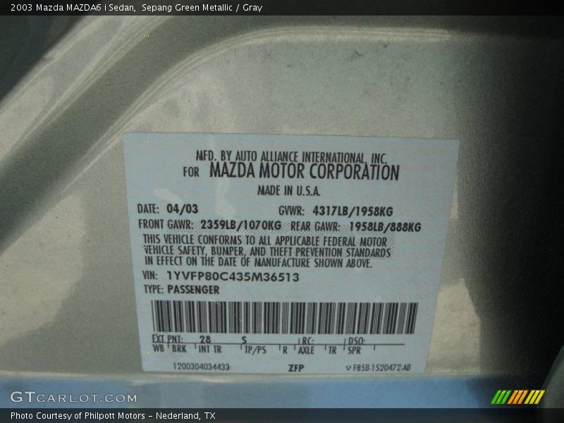 Sepang Green Metallic / Gray 2003 Mazda MAZDA6 i Sedan