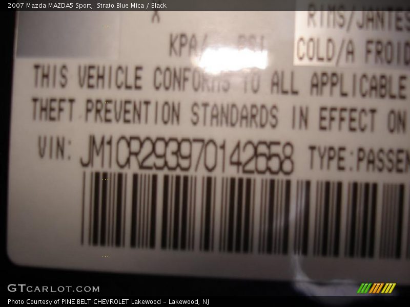 Strato Blue Mica / Black 2007 Mazda MAZDA5 Sport