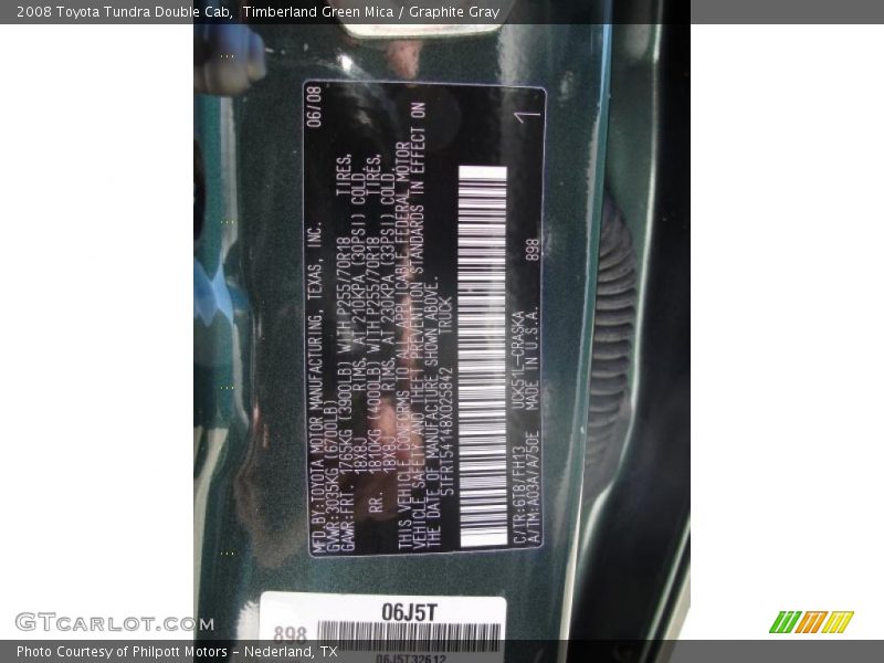 Timberland Green Mica / Graphite Gray 2008 Toyota Tundra Double Cab