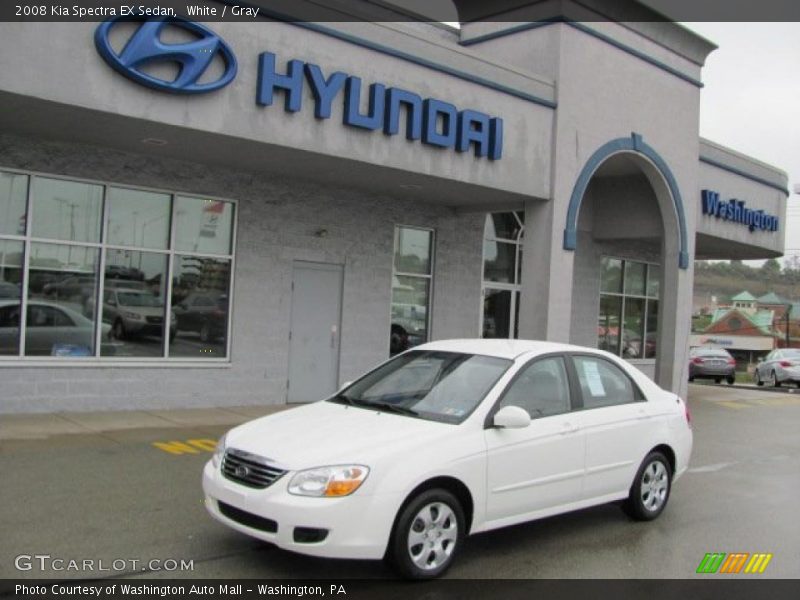 White / Gray 2008 Kia Spectra EX Sedan