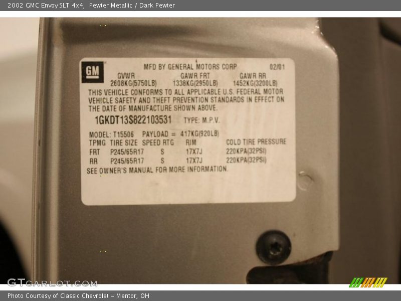 Pewter Metallic / Dark Pewter 2002 GMC Envoy SLT 4x4