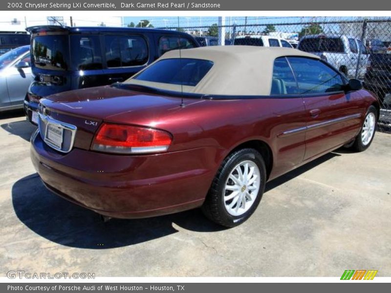 Dark Garnet Red Pearl / Sandstone 2002 Chrysler Sebring LXi Convertible