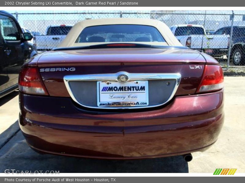 Dark Garnet Red Pearl / Sandstone 2002 Chrysler Sebring LXi Convertible