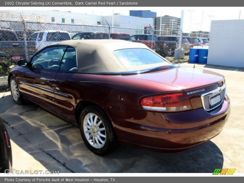 Dark Garnet Red Pearl / Sandstone 2002 Chrysler Sebring LXi Convertible