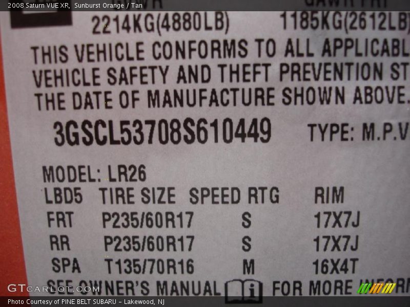 Sunburst Orange / Tan 2008 Saturn VUE XR