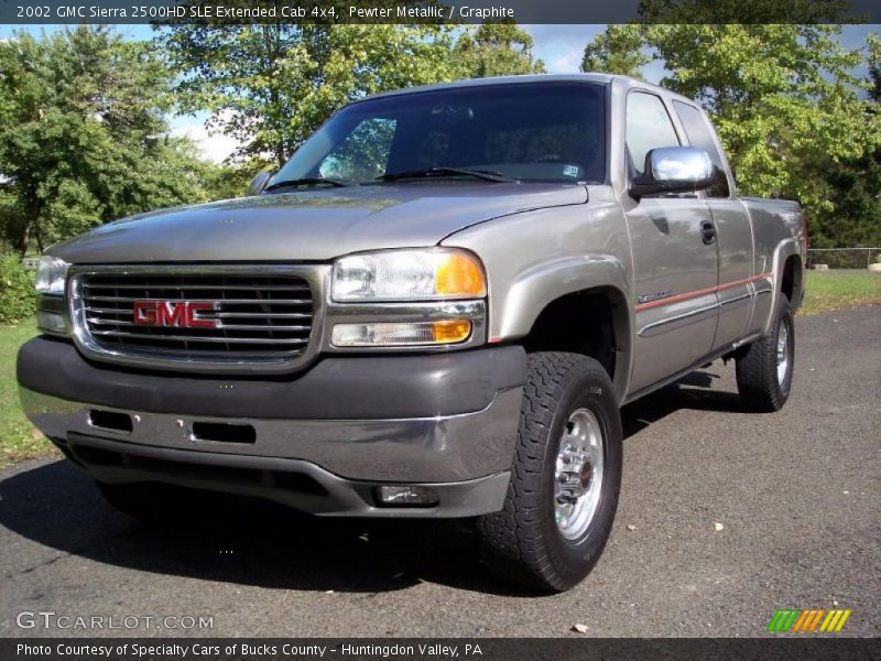 Pewter Metallic / Graphite 2002 GMC Sierra 2500HD SLE Extended Cab 4x4