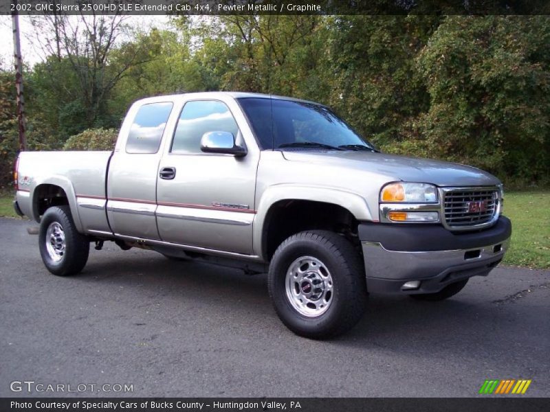 Pewter Metallic / Graphite 2002 GMC Sierra 2500HD SLE Extended Cab 4x4