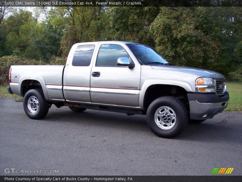 Pewter Metallic / Graphite 2002 GMC Sierra 2500HD SLE Extended Cab 4x4