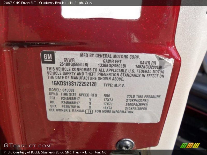 Cranberry Red Metallic / Light Gray 2007 GMC Envoy SLT
