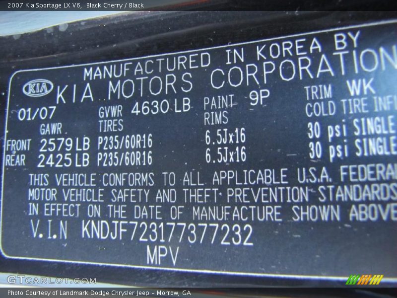 Black Cherry / Black 2007 Kia Sportage LX V6