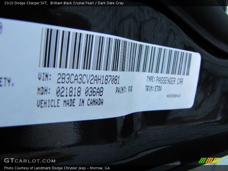 Brilliant Black Crystal Pearl / Dark Slate Gray 2010 Dodge Charger SXT