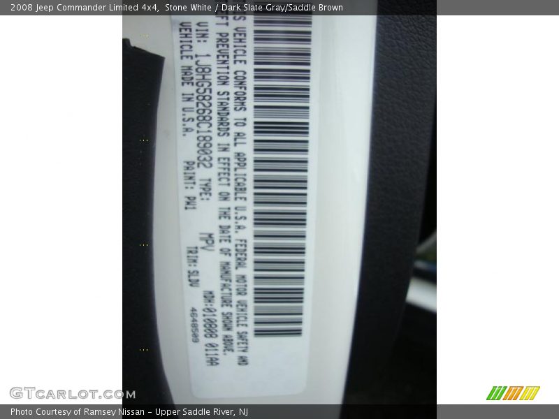 Stone White / Dark Slate Gray/Saddle Brown 2008 Jeep Commander Limited 4x4