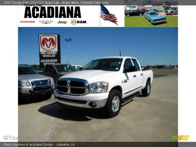 Bright White / Medium Slate Gray 2007 Dodge Ram 2500 SLT Quad Cab