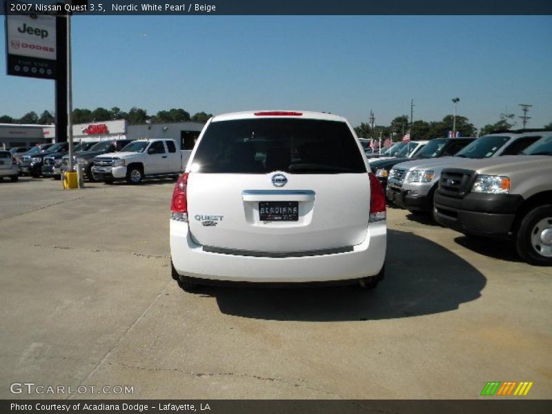 Nordic White Pearl / Beige 2007 Nissan Quest 3.5