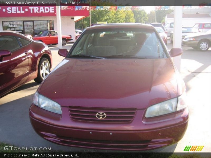Sunfire Red Pearl / Beige 1997 Toyota Camry LE