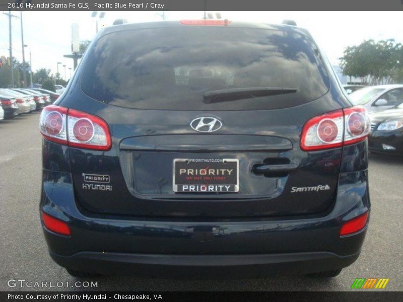 Pacific Blue Pearl / Gray 2010 Hyundai Santa Fe GLS