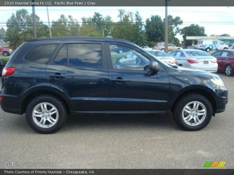Pacific Blue Pearl / Gray 2010 Hyundai Santa Fe GLS