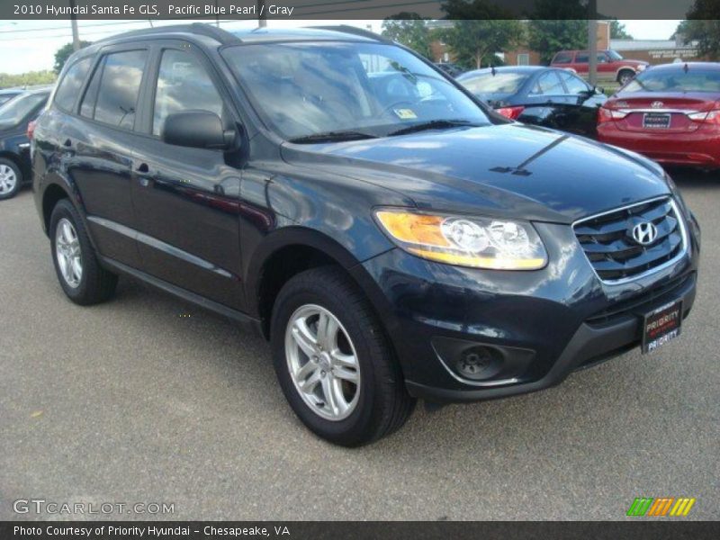 Pacific Blue Pearl / Gray 2010 Hyundai Santa Fe GLS