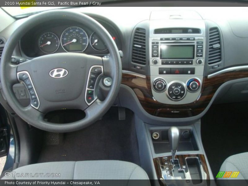 Pacific Blue Pearl / Gray 2010 Hyundai Santa Fe GLS