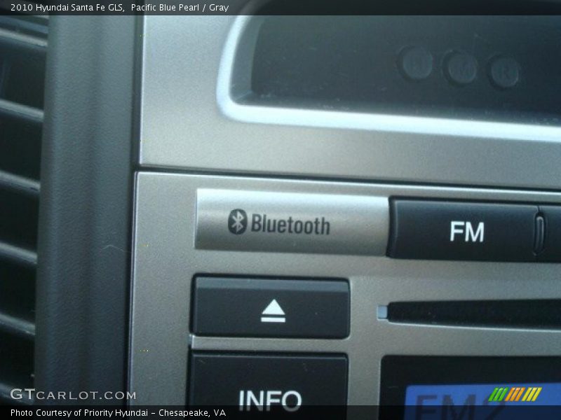 Pacific Blue Pearl / Gray 2010 Hyundai Santa Fe GLS