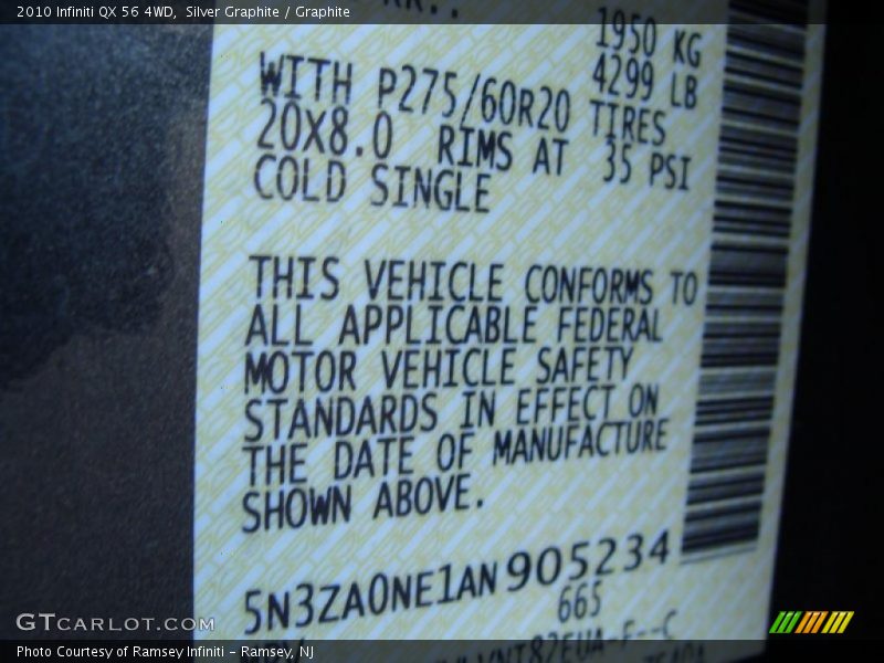 Silver Graphite / Graphite 2010 Infiniti QX 56 4WD