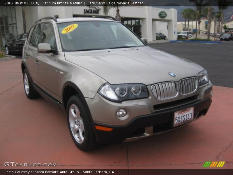 Platinum Bronze Metallic / Black/Sand Beige Nevada Leather 2007 BMW X3 3.0si