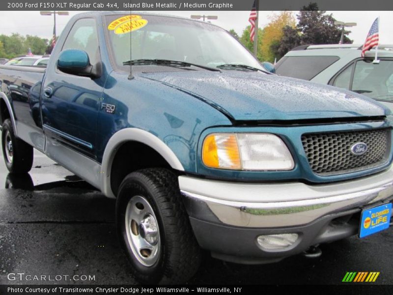 Island Blue Metallic / Medium Graphite 2000 Ford F150 XLT Regular Cab 4x4