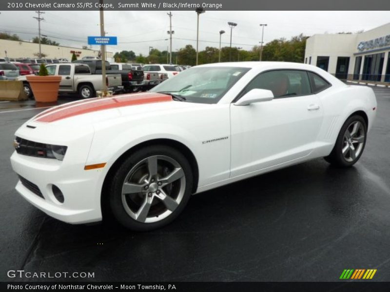 Summit White / Black/Inferno Orange 2010 Chevrolet Camaro SS/RS Coupe