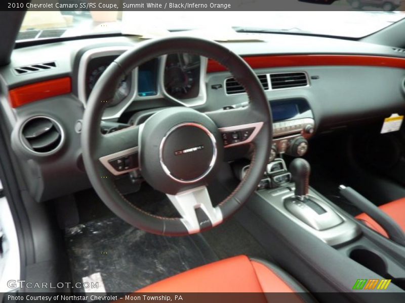Summit White / Black/Inferno Orange 2010 Chevrolet Camaro SS/RS Coupe