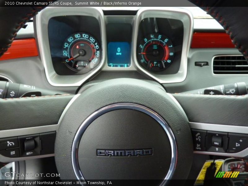Summit White / Black/Inferno Orange 2010 Chevrolet Camaro SS/RS Coupe