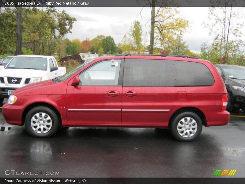 Ruby Red Metallic / Gray 2005 Kia Sedona LX