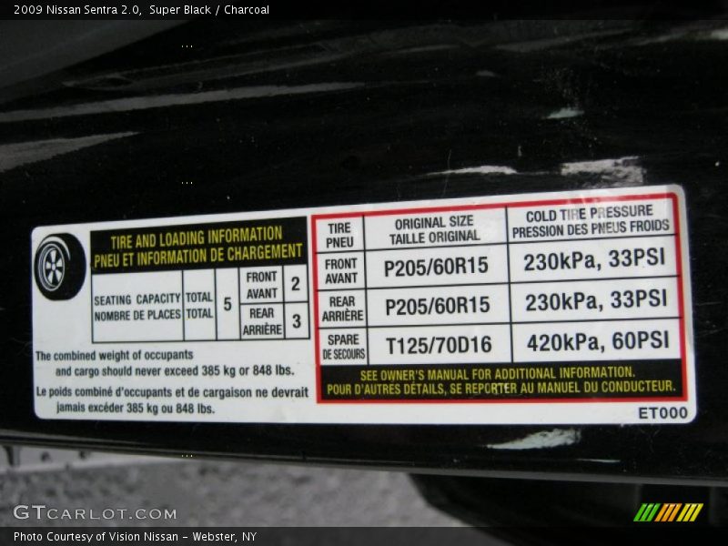 Super Black / Charcoal 2009 Nissan Sentra 2.0